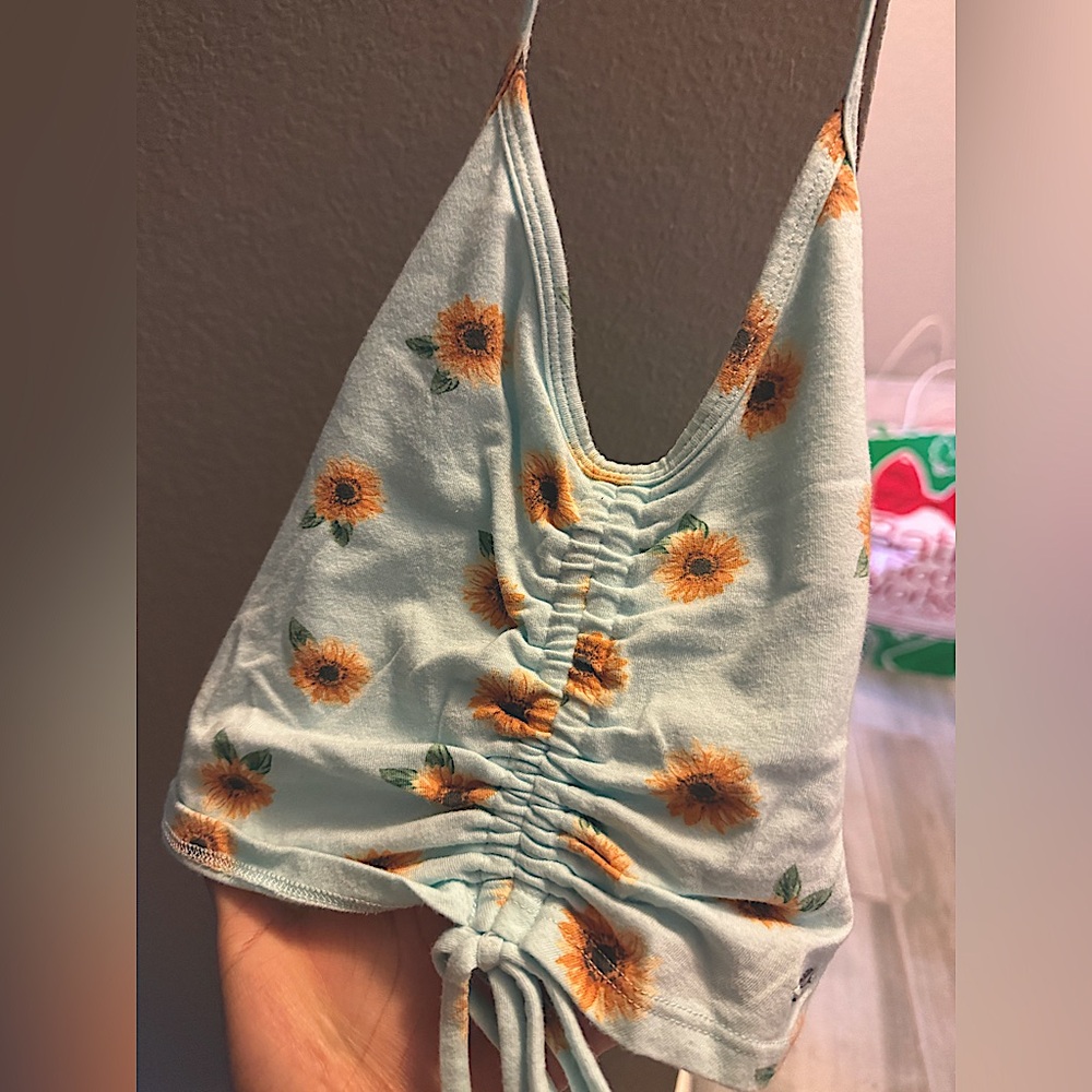 Hollister Sunflower Print Cinched Halter Top